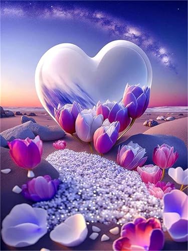 Puzzle für Erwachsene 1000 Teile Lila Tulpenstrand, 75 x 50 cm Puzzles für Erwachsene Pädagogisches Spiel Herausforderung Spielzeug 1000 Teile, Puzzle Erwachsene Anspruchsvoll von QiHon