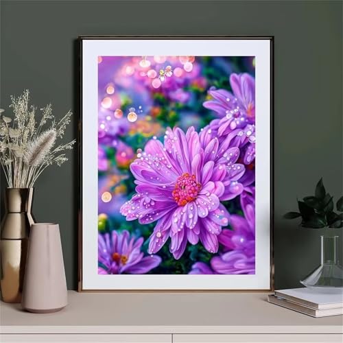 Puzzle für Erwachsene 120 Teile Gänseblümchen Blume Lila, 25 x 20 cm Puzzles für Erwachsene Pädagogisches Spiel Herausforderung Spielzeug 120 Teile, Puzzle Erwachsene Anspruchsvoll von QiHon