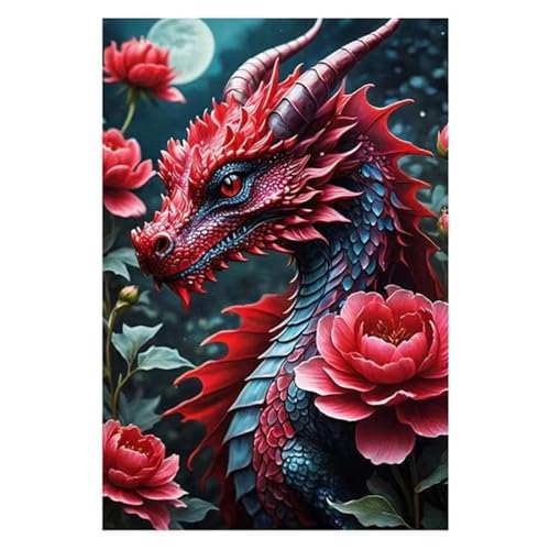 Puzzle für Erwachsene 120 Teile Pfingstrosenblütendrache, 25 x 20 cm Puzzles für Erwachsene Pädagogisches Spiel Herausforderung Spielzeug 120 Teile, Puzzle Erwachsene Anspruchsvoll von QiHon