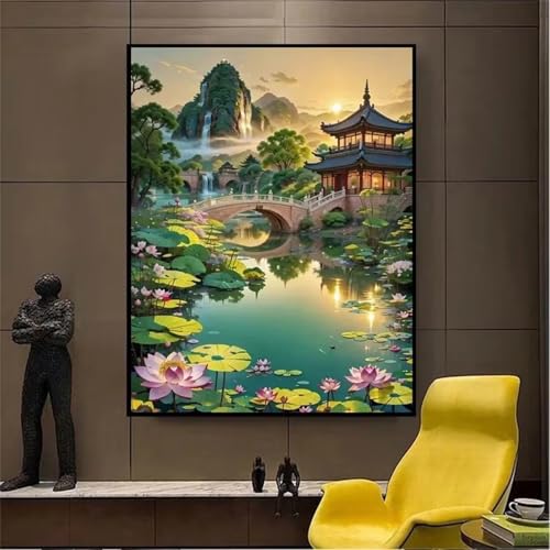 Puzzle für Erwachsene 2000 Teile Lotusblumenlandschaft, 100 x 70 cm Puzzles für Erwachsene Pädagogisches Spiel Herausforderung Spielzeug 2000 Teile, Puzzle Erwachsene Anspruchsvoll von QiHon