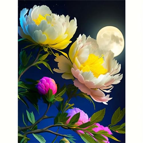 Puzzle für Erwachsene 2000 Teile Mondpfingstrose, 100 x 70 cm Puzzles für Erwachsene Pädagogisches Spiel Herausforderung Spielzeug 2000 Teile, Puzzle Erwachsene Anspruchsvoll von QiHon