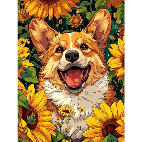 Puzzle für Erwachsene 300 Teile Hund Tier Sonnenblume, 38 x 26 cm Puzzles für Erwachsene Pädagogisches Spiel Herausforderung Spielzeug 300 Teile, Puzzle Erwachsene Anspruchsvoll von QiHon