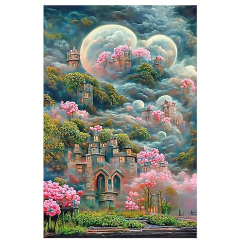 Puzzle für Erwachsene 300 Teile Schloss Blumenlandschaft, 40 x 28 cm Puzzles für Erwachsene Pädagogisches Spiel Herausforderung Spielzeug 300 Teile, Puzzle Erwachsene Anspruchsvoll von QiHon