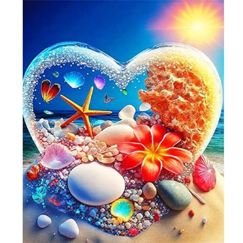 Puzzle für Erwachsene 500 Teile Sonnenaufgang Strand Herz, 52 x 38 cm Puzzles für Erwachsene Pädagogisches Spiel Herausforderung Spielzeug 500 Teile, Puzzle Erwachsene Anspruchsvoll von QiHon