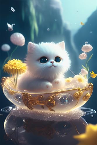 Puzzles für Erwachsene 1000 Teile, Animal Cat Flower Artwork Puzzle 75 x 50 cm, Bunte DIY-Puzzles für Heimdekoration Familienpuzzle für Einsteiger und Kinder von QiHon