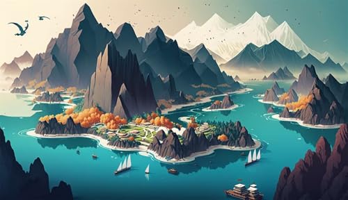 Puzzles für Erwachsene 1000 Teile, Berge Flüsse Landschaft Artwork Puzzle 75 x 50 cm, Bunte DIY-Puzzles für Heimdekoration Familienpuzzle für Einsteiger und Kinder von QiHon