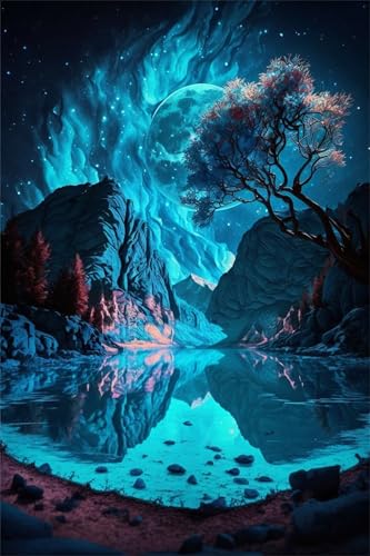 Puzzles für Erwachsene 1000 Teile, Blauer Sternenhimmel Artwork Puzzle 75 x 50 cm, Bunte DIY-Puzzles für Heimdekoration Familienpuzzle für Einsteiger und Kinder von QiHon