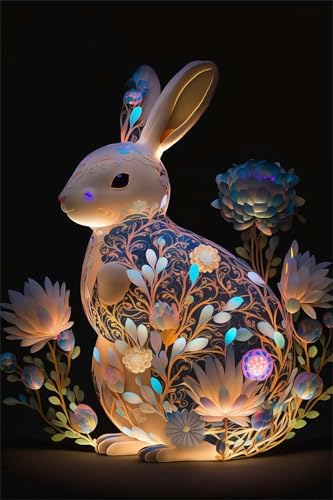 Puzzles für Erwachsene 1000 Teile, Cute Rabbit Artwork Puzzle 75 x 50 cm, Bunte DIY-Puzzles für Heimdekoration Familienpuzzle für Einsteiger und Kinder von QiHon