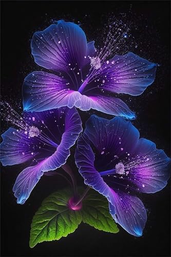 Puzzles für Erwachsene 1000 Teile, Lila Hibiskus Artwork Puzzle 75 x 50 cm, Bunte DIY-Puzzles für Heimdekoration Familienpuzzle für Einsteiger und Kinder von QiHon