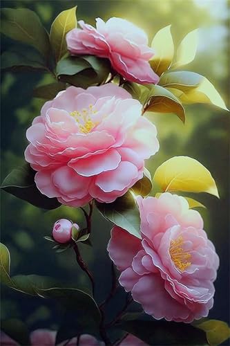 Puzzles für Erwachsene 1000 Teile, Pink Camellia Artwork Puzzle 75 x 50 cm, Bunte DIY-Puzzles für Heimdekoration Familienpuzzle für Einsteiger und Kinder von QiHon