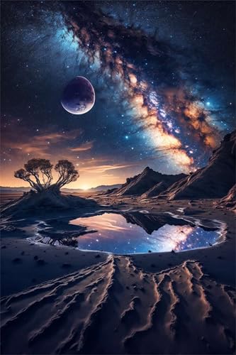 Puzzles für Erwachsene 1000 Teile, Starry Sky Landscape Artwork Puzzle 75 x 50 cm, Bunte DIY-Puzzles für Heimdekoration Familienpuzzle für Einsteiger und Kinder von QiHon