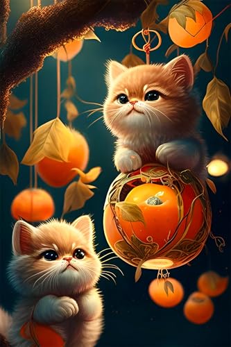 Puzzles für Erwachsene 1000 Teile, Süße orangefarbene Katze Artwork Puzzle 75 x 50 cm, Bunte DIY-Puzzles für Heimdekoration Familienpuzzle für Einsteiger und Kinder von QiHon