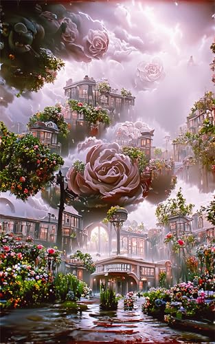 Puzzles für Erwachsene 1000 Teile, Traumhaftes Rosenschloss Artwork Puzzle 75 x 50 cm, Bunte DIY-Puzzles für Heimdekoration Familienpuzzle für Einsteiger und Kinder von QiHon