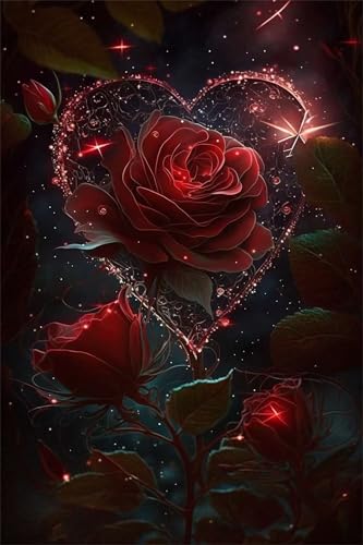 Puzzles für Erwachsene 120 Teile, Heart Red Roses Artwork Puzzle 25 x 20 cm, Bunte DIY-Puzzles für Heimdekoration Familienpuzzle für Einsteiger und Kinder von QiHon
