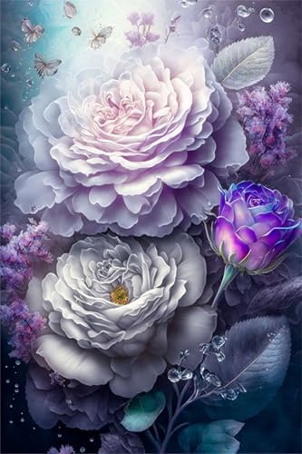 Puzzles für Erwachsene 120 Teile, Light Purple Roses Artwork Puzzle 25 x 20 cm, Bunte DIY-Puzzles für Heimdekoration Familienpuzzle für Einsteiger und Kinder von QiHon