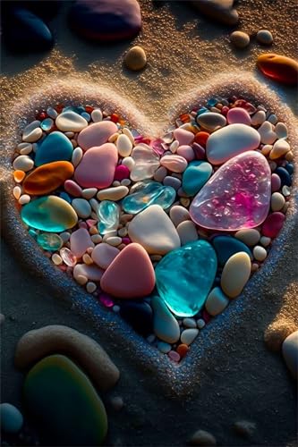 Puzzles für Erwachsene 120 Teile, Love Stones Beach Artwork Puzzle 25 x 20 cm, Bunte DIY-Puzzles für Heimdekoration Familienpuzzle für Einsteiger und Kinder von QiHon