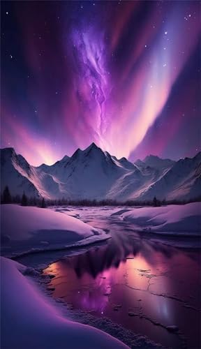 Puzzles für Erwachsene 120 Teile, Purple Aurora Landscape Artwork Puzzle 25 x 20 cm, Bunte DIY-Puzzles für Heimdekoration Familienpuzzle für Einsteiger und Kinder von QiHon