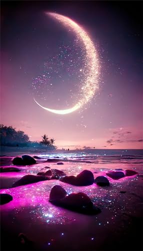 Puzzles für Erwachsene 120 Teile, Purple Beach Landscape Artwork Puzzle 25 x 20 cm, Bunte DIY-Puzzles für Heimdekoration Familienpuzzle für Einsteiger und Kinder von QiHon