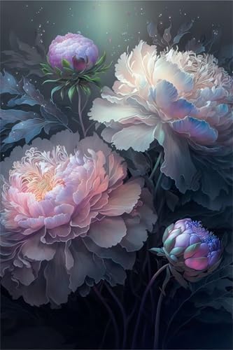 Puzzles für Erwachsene 120 Teile, Purple Pink Peonies Artwork Puzzle 25 x 20 cm, Bunte DIY-Puzzles für Heimdekoration Familienpuzzle für Einsteiger und Kinder von QiHon