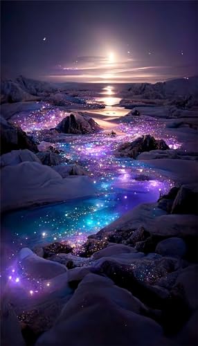Puzzles für Erwachsene 120 Teile, Purple River Stars Artwork Puzzle 25 x 20 cm, Bunte DIY-Puzzles für Heimdekoration Familienpuzzle für Einsteiger und Kinder von QiHon