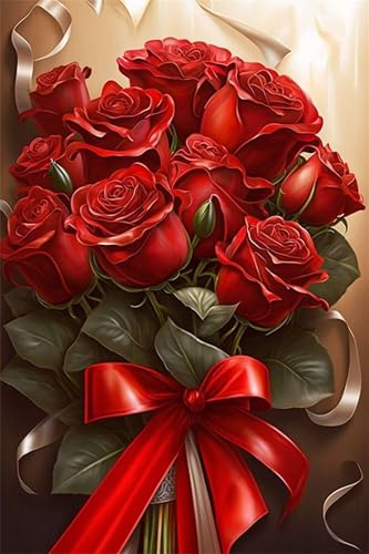 Puzzles für Erwachsene 120 Teile, Red Roses Flower Artwork Puzzle 25 x 20 cm, Bunte DIY-Puzzles für Heimdekoration Familienpuzzle für Einsteiger und Kinder von QiHon