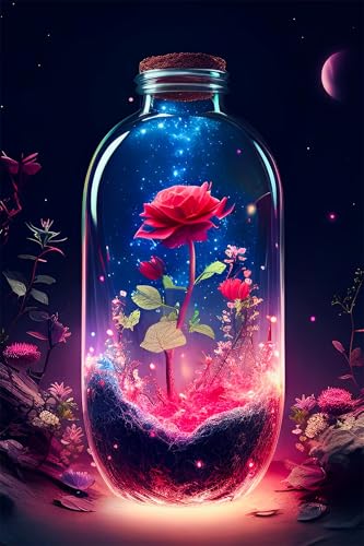Puzzles für Erwachsene 120 Teile, Vase aus rotem Rosenglas Artwork Puzzle 25 x 20 cm, Bunte DIY-Puzzles für Heimdekoration Familienpuzzle für Einsteiger und Kinder von QiHon