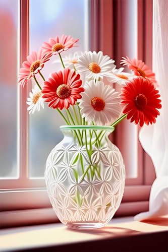 Puzzles für Erwachsene 120 Teile, White Red Daisies Artwork Puzzle 25 x 20 cm, Bunte DIY-Puzzles für Heimdekoration Familienpuzzle für Einsteiger und Kinder von QiHon