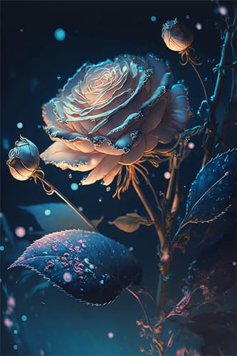 Puzzles für Erwachsene 1200 Teile, Light Blue Roses Artwork Puzzle 75 x 50 cm, Bunte DIY-Puzzles für Heimdekoration Familienpuzzle für Einsteiger und Kinder von QiHon
