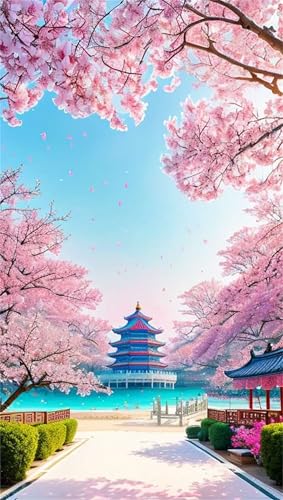 Puzzles für Erwachsene 1200 Teile, Pink Flower Building Artwork Puzzle 75 x 50 cm, Bunte DIY-Puzzles für Heimdekoration Familienpuzzle für Einsteiger und Kinder von QiHon