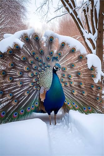 Puzzles für Erwachsene 1200 Teile, Schneepfau Artwork Puzzle 75 x 50 cm, Bunte DIY-Puzzles für Heimdekoration Familienpuzzle für Einsteiger und Kinder von QiHon