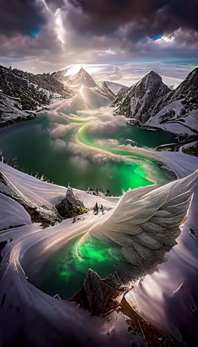Puzzles für Erwachsene 1200 Teile, Verschneiter Bergsee Artwork Puzzle 75 x 50 cm, Bunte DIY-Puzzles für Heimdekoration Familienpuzzle für Einsteiger und Kinder von QiHon