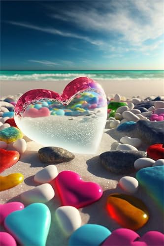 Puzzles für Erwachsene 1500 Teile, Love Heart Beach Stone Artwork Puzzle 87 x 57 cm, Bunte DIY-Puzzles für Heimdekoration Familienpuzzle für Einsteiger und Kinder von QiHon