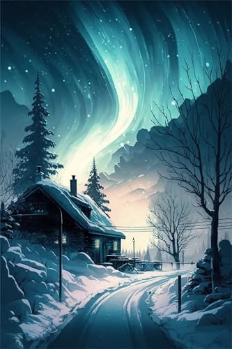 Puzzles für Erwachsene 200 Teile, Green Snowy Landscape Artwork Puzzle 35 x 25 cm, Bunte DIY-Puzzles für Heimdekoration Familienpuzzle für Einsteiger und Kinder von QiHon