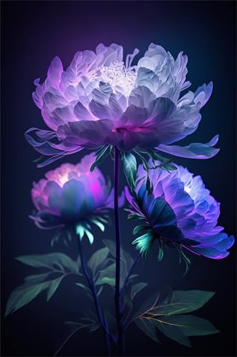 Puzzles für Erwachsene 200 Teile, Peony Purple Artwork Puzzle 35 x 25 cm, Bunte DIY-Puzzles für Heimdekoration Familienpuzzle für Einsteiger und Kinder von QiHon