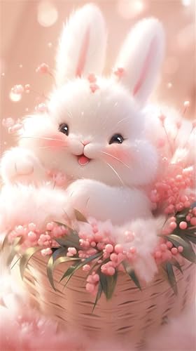 Puzzles für Erwachsene 200 Teile, Pink Cute Bunny Artwork Puzzle 35 x 25 cm, Bunte DIY-Puzzles für Heimdekoration Familienpuzzle für Einsteiger und Kinder von QiHon