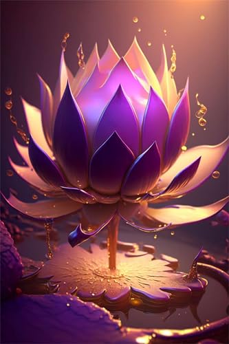 Puzzles für Erwachsene 200 Teile, Purple Lotus Dew Drops Artwork Puzzle 35 x 25 cm, Bunte DIY-Puzzles für Heimdekoration Familienpuzzle für Einsteiger und Kinder von QiHon