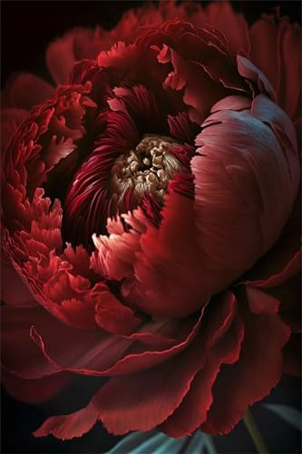 Puzzles für Erwachsene 200 Teile, Red Peony Flower Artwork Puzzle 35 x 25 cm, Bunte DIY-Puzzles für Heimdekoration Familienpuzzle für Einsteiger und Kinder von QiHon