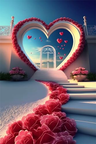 Puzzles für Erwachsene 200 Teile, Red Rose Heart Artwork Puzzle 35 x 25 cm, Bunte DIY-Puzzles für Heimdekoration Familienpuzzle für Einsteiger und Kinder von QiHon