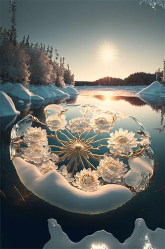 Puzzles für Erwachsene 200 Teile, Sunny Lake Ice Flower Artwork Puzzle 35 x 25 cm, Bunte DIY-Puzzles für Heimdekoration Familienpuzzle für Einsteiger und Kinder von QiHon