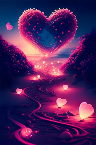 Puzzles für Erwachsene 2000 Teile, Fantasy Red Heart Artwork Puzzle 100 x 70 cm, Bunte DIY-Puzzles für Heimdekoration Familienpuzzle für Einsteiger und Kinder von QiHon