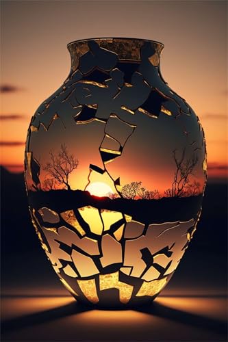Puzzles für Erwachsene 2000 Teile, Sunset Mapping Vase Artwork Puzzle 100 x 70 cm, Bunte DIY-Puzzles für Heimdekoration Familienpuzzle für Einsteiger und Kinder von QiHon
