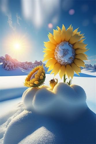 Puzzles für Erwachsene 2000 Teile, Sunshine Snow Sunflower Artwork Puzzle 100 x 70 cm, Bunte DIY-Puzzles für Heimdekoration Familienpuzzle für Einsteiger und Kinder von QiHon