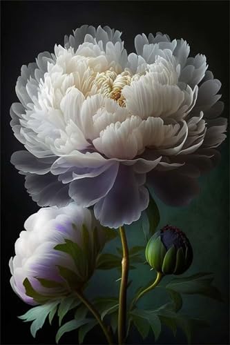 Puzzles für Erwachsene 2000 Teile, White Peonies Artwork Puzzle 100 x 70 cm, Bunte DIY-Puzzles für Heimdekoration Familienpuzzle für Einsteiger und Kinder von QiHon