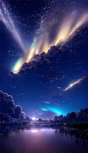 Puzzles für Erwachsene 300 Teile, Blue Starry Sky Landscape Artwork Puzzle 38 x 26 cm, Bunte DIY-Puzzles für Heimdekoration Familienpuzzle für Einsteiger und Kinder von QiHon