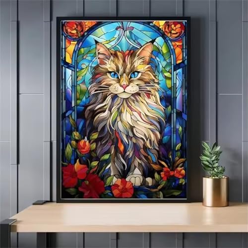 Puzzles für Erwachsene 300 Teile, Blume Katze Tier Artwork Puzzle 38 x 26 cm, Bunte DIY-Puzzles für Heimdekoration Familienpuzzle für Einsteiger und Kinder von QiHon
