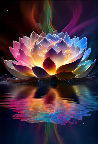Puzzles für Erwachsene 300 Teile, Colorful Lotus Flower Artwork Puzzle 38 x 26 cm, Bunte DIY-Puzzles für Heimdekoration Familienpuzzle für Einsteiger und Kinder von QiHon