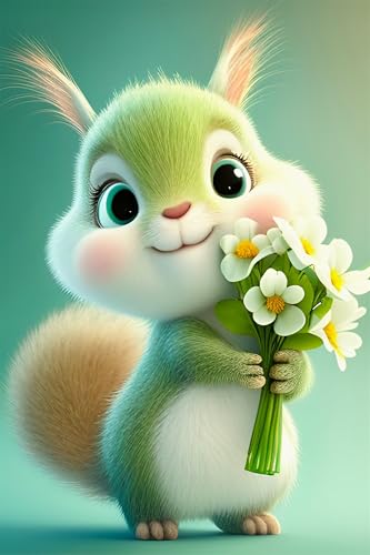 Puzzles für Erwachsene 300 Teile, Little Squirrel Cute Green Artwork Puzzle 38 x 26 cm, Bunte DIY-Puzzles für Heimdekoration Familienpuzzle für Einsteiger und Kinder von QiHon
