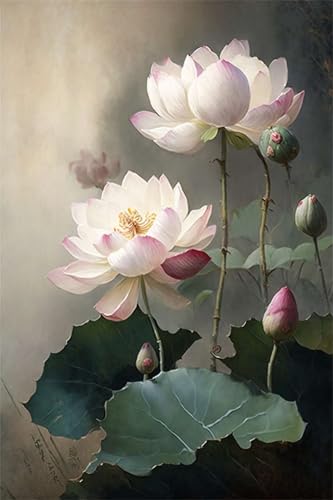 Puzzles für Erwachsene 300 Teile, Lotusblume Rosa Artwork Puzzle 40 x 28 cm, Bunte DIY-Puzzles für Heimdekoration Familienpuzzle für Einsteiger und Kinder von QiHon