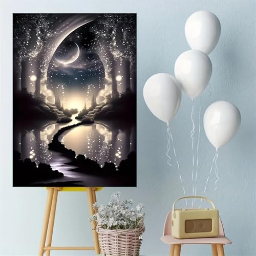 Puzzles für Erwachsene 300 Teile, Moon Starry Sky Artwork Puzzle 40 x 28 cm, Bunte DIY-Puzzles für Heimdekoration Familienpuzzle für Einsteiger und Kinder von QiHon