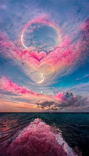 Puzzles für Erwachsene 300 Teile, Pink Fantasy Landschaft Artwork Puzzle 40 x 28 cm, Bunte DIY-Puzzles für Heimdekoration Familienpuzzle für Einsteiger und Kinder von QiHon